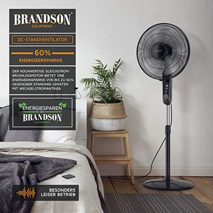 Brandson Standventilator DC Silent mit Fernbedienung + Display - mobiler Lüfter - 24 Geschwindigke – Bild 8