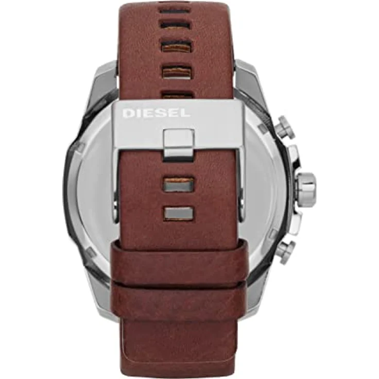 Diesel Herrenuhr Mega Chief, Chronographenwerk, 59mm Silber / Stahl Edelstahlgehäuse mit einem Lederarmband, DZ4290 – Bild 3