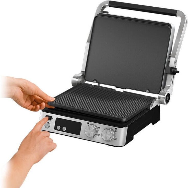 Braun Multigrill 7 CG7040, Kontaktgrill inkl. Grill- und Flachplatte, Grillpositionen: Kontakt, BBQ, Ofen, Spülmaschinenfeste Platten, Fettauffangschale, 250° Höchsttemperatur, 2000 W, Schwarz/Edelstahl – Bild 2