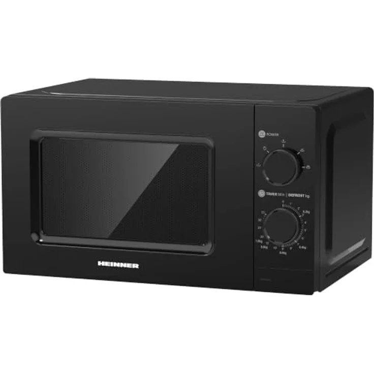 Heinner HMW-MD20MBK Freistehende Mikrowelle, 20 L, 700 W, 5 Leistungsstufen, Mechanische Steuerung, Timer, Auftaufunktion, Schwarz – Bild 2