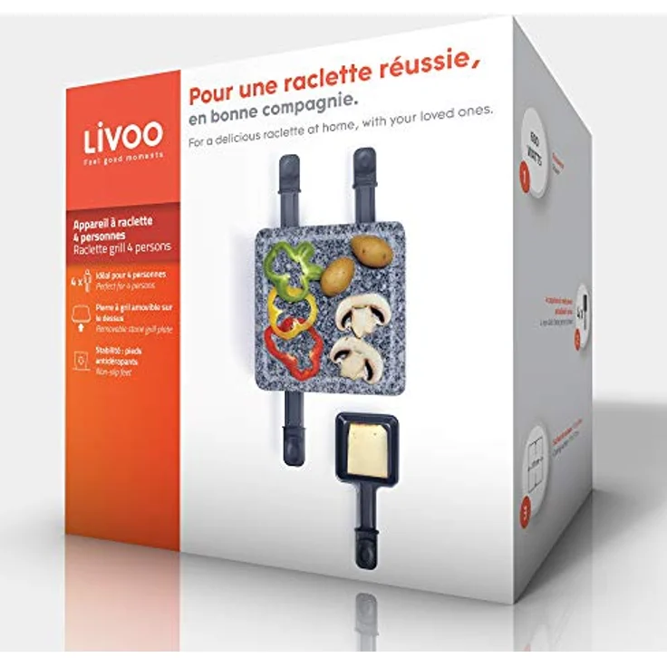 Livoo Raclette-Gerät für 4 Personen, Schwarz-Stein – Bild 7