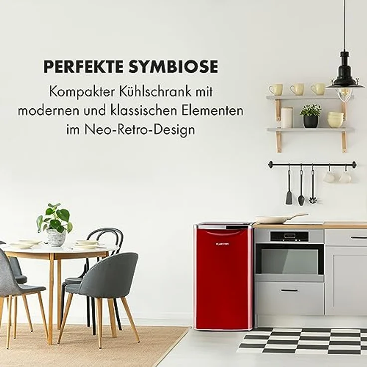 Klarstein Yummy - Kühlschrank mit Gefrierfach, 90L, 8L Gefrierfach, leise 41dB, rot – Bild 2