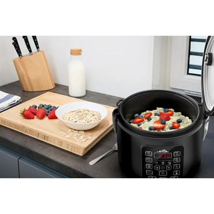 ETA Fornellino, Multifunktionaler Reiskocher 1,5L mit 9 Programmen, LED-Display, Dampfgarer, Slow Cooker, Joghurtbereiter, Antihaftbeschichtet, 500W, Inkl. Zubehör – Bild 5