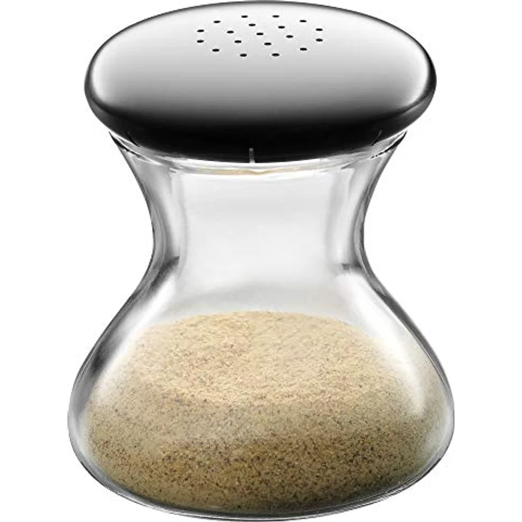 WMF Wagenfeld Pfefferstreuer Max und Moritz Glas, Cromargan Edelstahl, spülmaschinengeeignet, H 4,5 cm – Bild 2