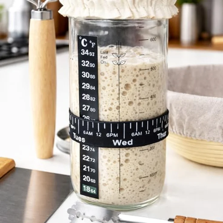 MikaMax Sauerteig Starter Set 10-teilig, Gärkorb Brot Set rund mit Teigbesen und Einschneideklinge, Einsteiger Set für Anfänger & Hobbybäcker – Bild 5