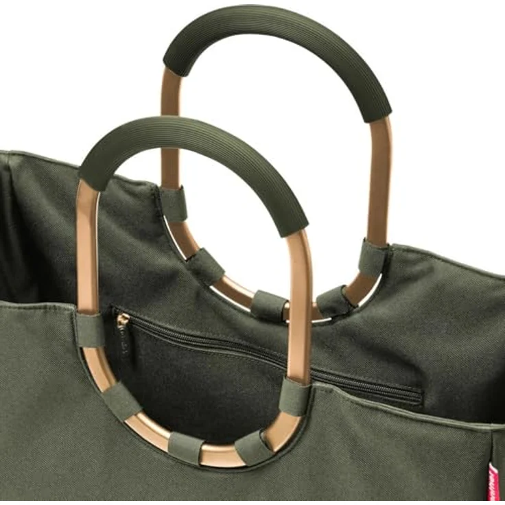 reisenthel Loopshopper L, Einkaufstasche mit großem Hauptfach und gepolsterten Tragegriffen aus Aluminium, 46 cm, Grün, nachhaltig aus recyceltem Material – Bild 3