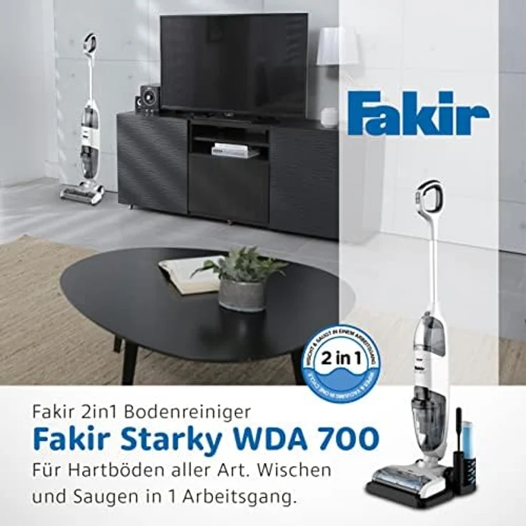 Fakir Starky WDA 700 Wet & Dry Wet&Dry, Akkusauger mit Wischfunktion, Weiß, 120 W – Bild 4