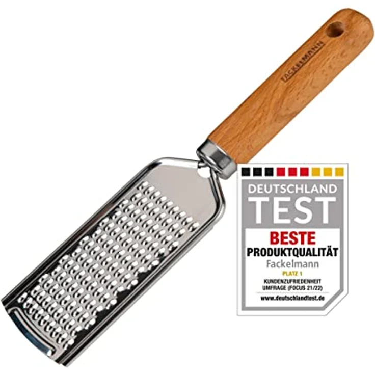 Fackelmann Handreibe für Parmesan, Käse und Zester – Käsereibe Perfekt für Pizza Und Pasta – Reibe aus Edelstahl und Buchenholz Im Italienischen Look – Bild 3