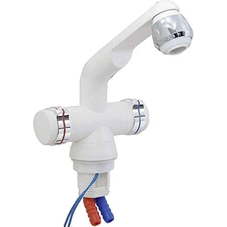 Unbekannt Barwig 4100-235 Zweigriff-Mischarmatur Schlauch-Anschluss 10mm Weiß, Chrom – Bild 1