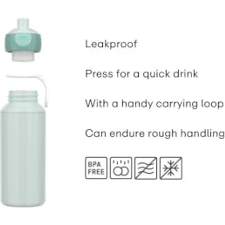 Mepal CAMPUS Pop-Up-Trinkflasche, 400 ml, dunkelgrün, auslaufsicher, spülmaschinengeeignet – Bild 2
