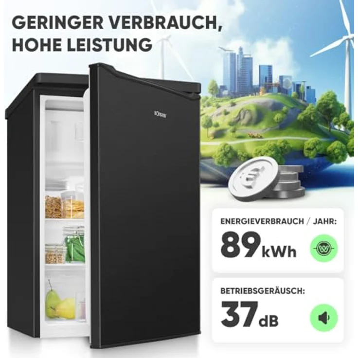 Bomann Kühlschrank mit Gefrierfach KS 7251, klein, leise, 4-Sterne Gefrierfach, schwarz – Bild 4