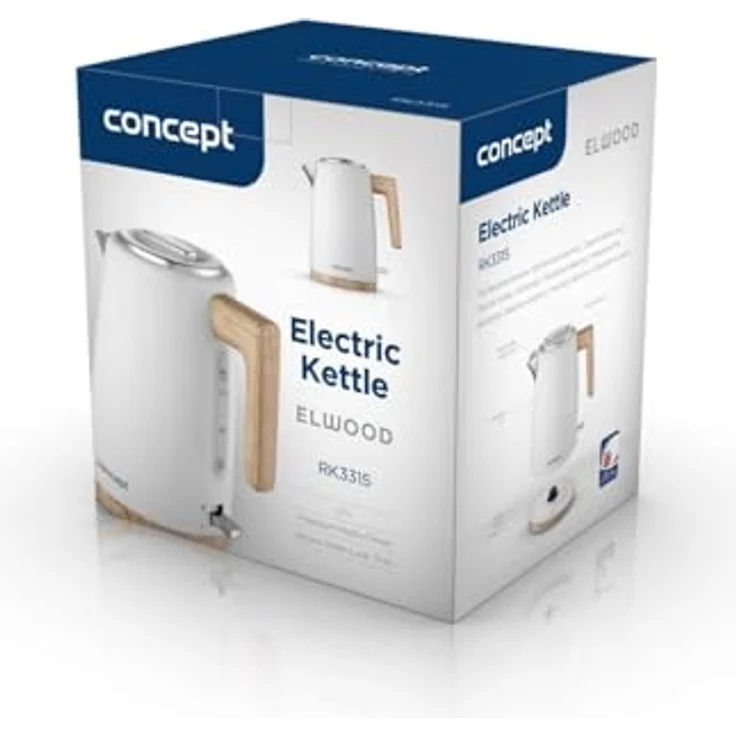 Concept Wasserkocher RK3315, 1.7 l, 2200,00 W, Elektrischer Wasserkocher 2200W 1.7L weiß, Britischer STRIX Stecker, Holzimitat Griff, 360° drehbarer Sockel – Bild 10