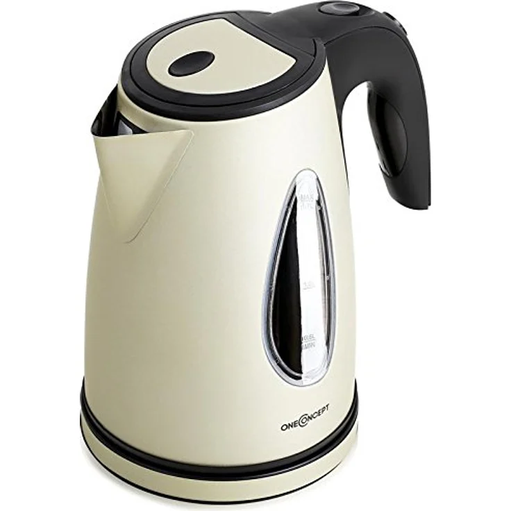 oneConcept TKV-SS17-Creme Design Wasserkocher kabellos leistungsstark mit stylisch blauen LED-Lichteffekt, 2200 W, 1.7 Liter, Cool Touch, creme – Bild 3
