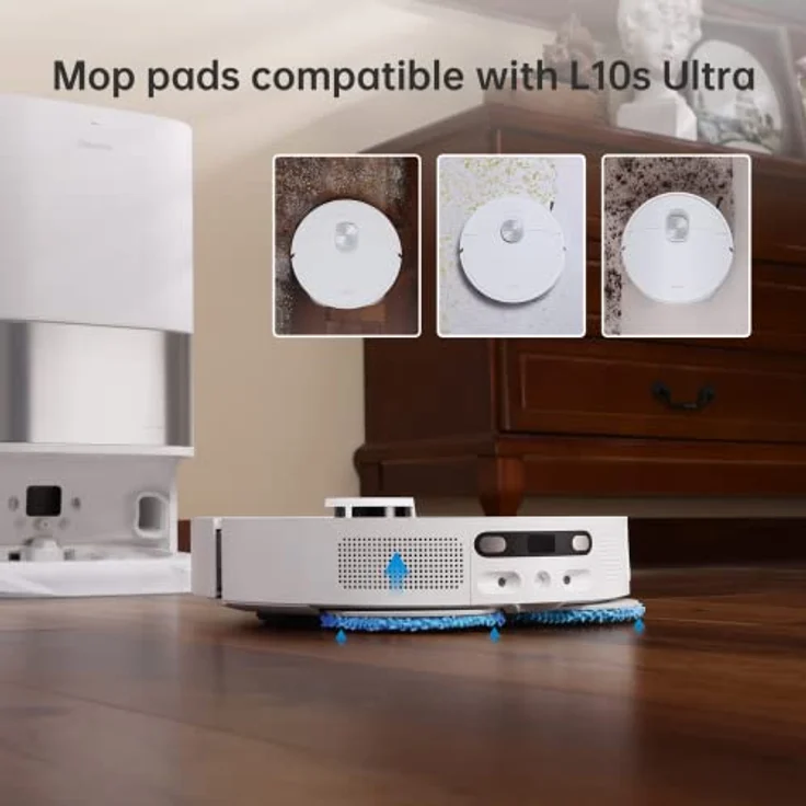 Dreame Ersatzmopptücher ×2 Paare für Dreame L10s Ultra, X40 Ultra Complete, L10 Prime, L20 Ultra, L10s Pro Ultra, L10s Plus, L10s Pro Gen2 bis zu 180 U/min, konstanter Druck, Bodenreinigung – Bild 4