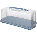Rotho Fresh Kuchenbehälter mit Haube und Tragegriff, lebensmittelechter Kunststoff (PP) BPA-frei, blau/transparent, (36 x 16,5 x 16,5 cm)
