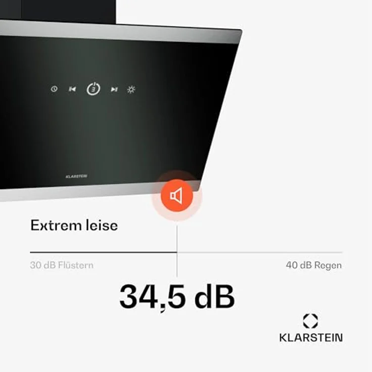 Klarstein FlashLine Dunstabzugshaube, Touchscreen, 524 m³/h, A++ Energieeffizienz, LED-Beleuchtung, leise 34,5 dB, Schwarz – Bild 4