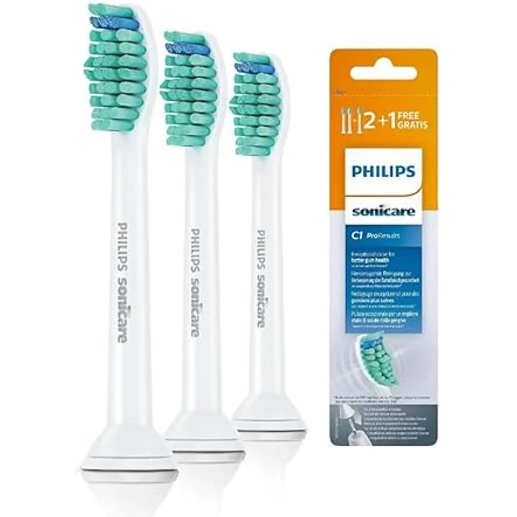 Philips Sonicare ProResults Standard HX6013/10 Elektrische Schallzahnbürstenköpfe, Weiß, 3 Stück - Fortschrittliche Schalltechnologie, Tiefenbürsten, 2x mehr Plaqueentfernung – Bild 1
