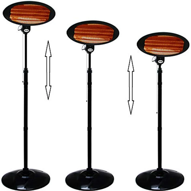 DMS® 2in1 Stand Infrarotstrahler | 2000 Watt | 3 Heizstufen | IP34 Spritzwasserschutz | für Innen- und Außenbereich | Teleskopstange 180 cm - 210 cm | Wandhalterung | Heizkörper – Bild 3