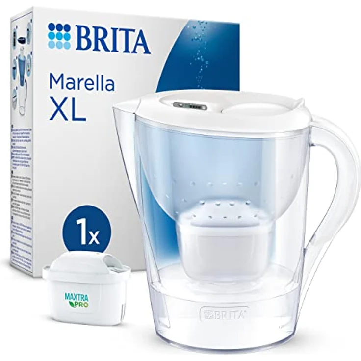 BRITA Wasserfilter-Kanne Marella XL weiß (3,5l) inkl. 1x MAXTRA PRO All-in-1 Kartusche – Filter zur Reduzierung von Kalk, Chlor, Blei, Kupfer & geschmacksstörenden Stoffen im Wasser – Bild 1