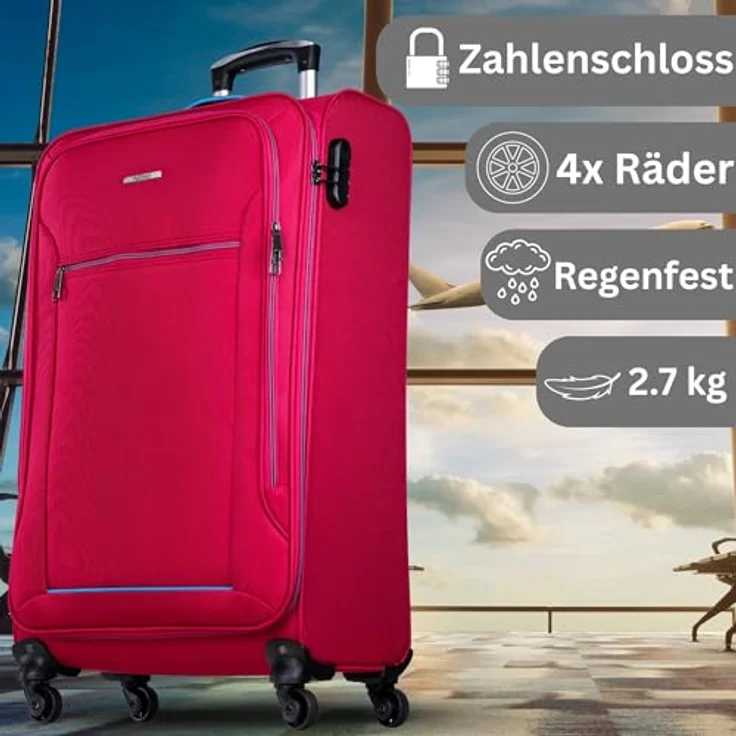 Nowi Koffer Sevilla 4 Rollen Trolley 75 cm Rosa-Blau (76 l, XL) – Bild 3
