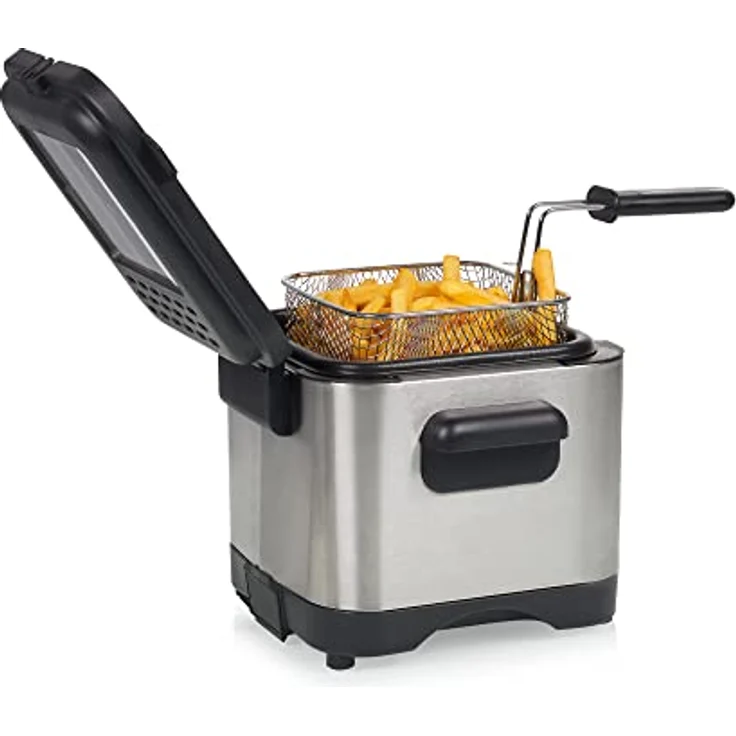 Princess Mini-Fritteuse 182612 – 1,5 L – 1000 W – für 400 g Pommes frites, Silber, Schwarz – Bild 3