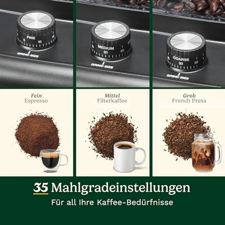 Cuisinart Espresso- & Kaffee-Kegelmahlwerk mit 35 Mahlgradeinstellungen, Antistatik-Technologie und 225 g Bohnenbehälter – Bild 3
