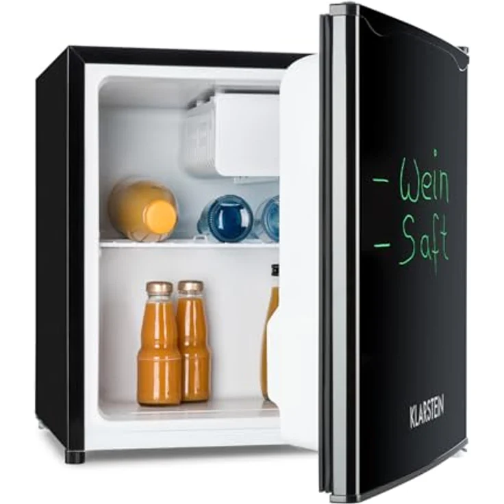 Klarstein Spitzbergen Kühlschrank mit Gefrierfach, Energieeffizienzklasse E, beschreibbare Tür mit Marker, 46 l, Schwarz – Bild 1