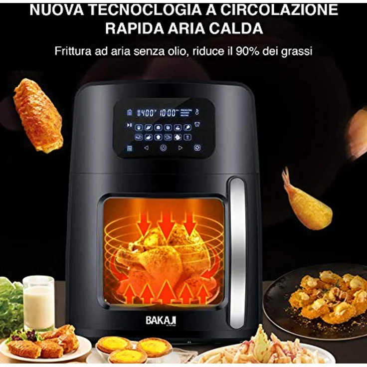 Bakaji 2832412 Heißluft-Fritteuse Airfryer, LED-Display, 12 Programme, Temperatureinstellung, Leistung 1800 W, 12 l – Bild 7