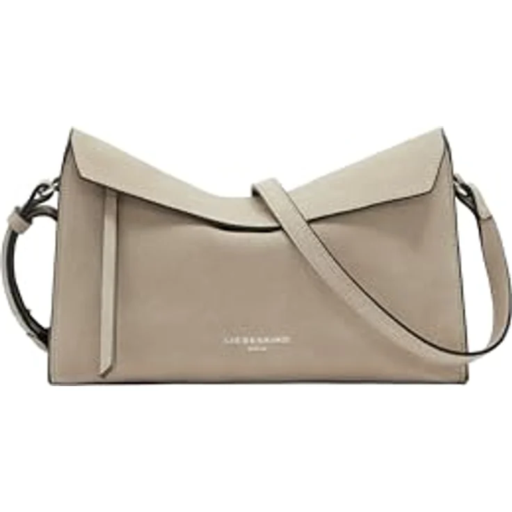 Liebeskind Berlin Lora Suede Shoulderbag, Umhängetasche aus echtem Leder in Stone, verstellbarer Schulterriemen, 27x16x8 cm, mit Zipper und Überschlagklappe – Bild 1