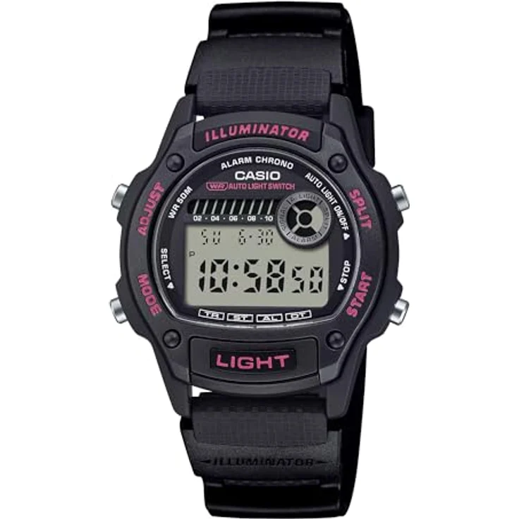 Casio W-220H-1A2VEF, Quarzuhr Alarm-Chrono für Damen und Jugendliche, digitales Zifferblatt, schwarz mit Kunststoffarmband – Bild 2
