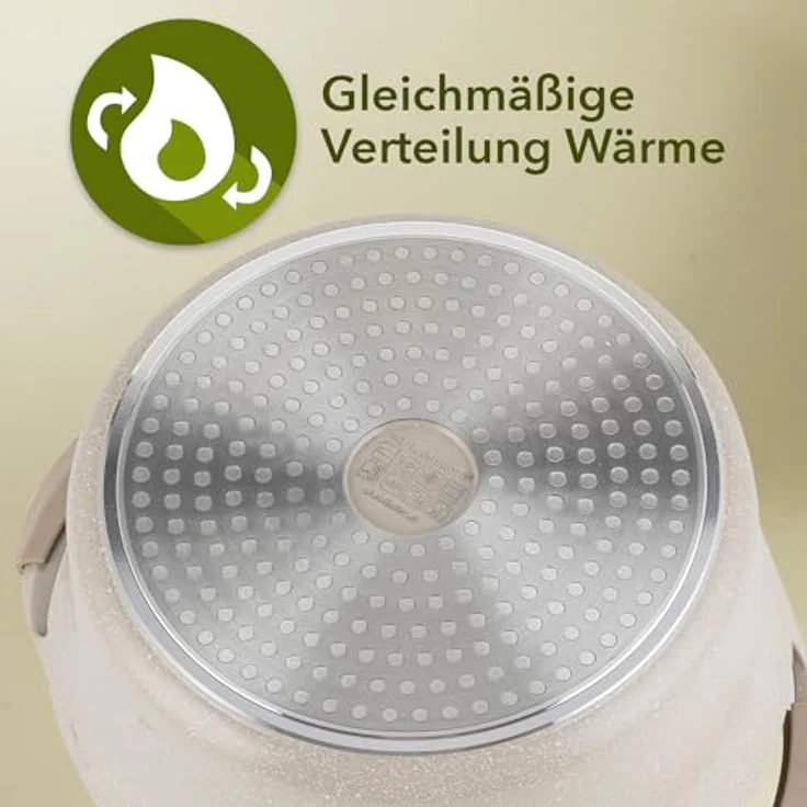 FLORINA Aluminiumtopf OSLO 4,3 l 24 cm Durchmesser I Keramische Antihaftbeschichtung I Ergonomischer Softgrip-Griff I Hitzebeständig | Topf geeignet für Induktions-, Gas- und Elektrokochfelder – Bild 4