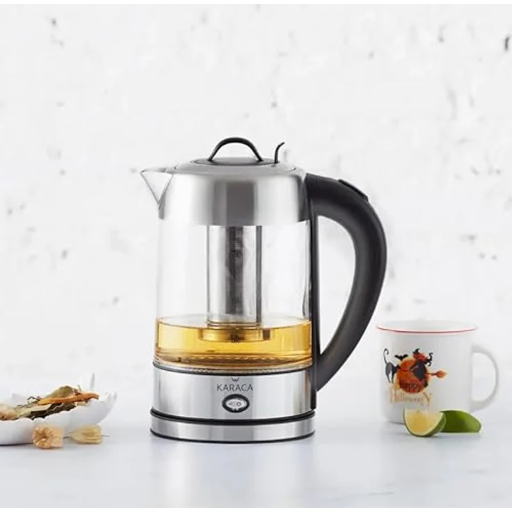 Karaca Wasserkocher Glas 1.7 Liter, Led-Beleuchtung Inox, Edelstahl Kettle, BPA Frei, 2200 Watt, 10/15 Tassen, Warmhaltefunktion, Kräutertee, Teemaschine – Bild 3