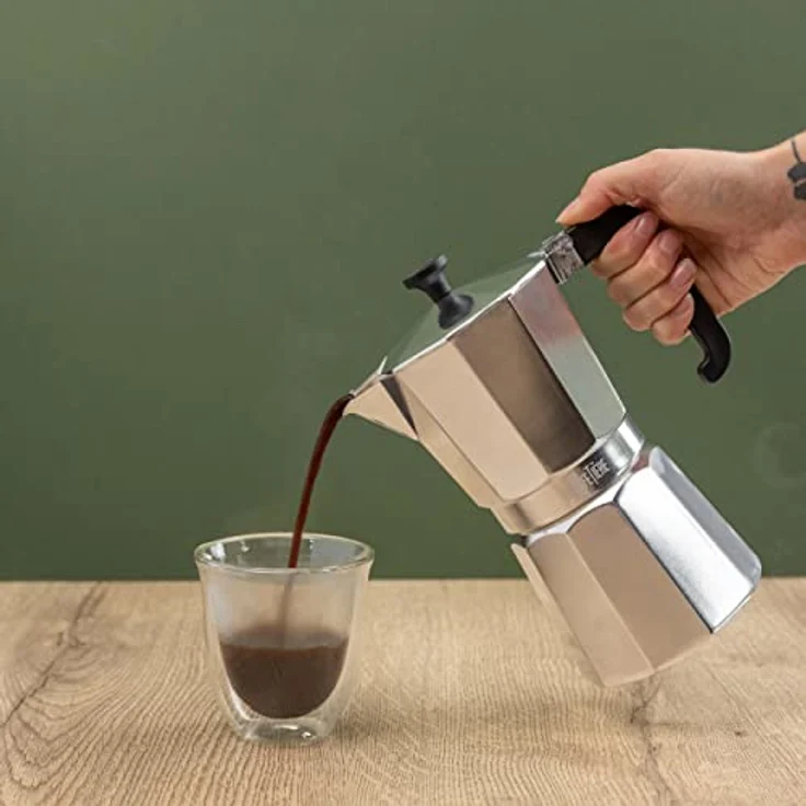La Cafetière Venice Aluminium Espresso Maker, Espressokocher für bis zu 9 Tassen, Silber, in Geschenkverpackung – Bild 2