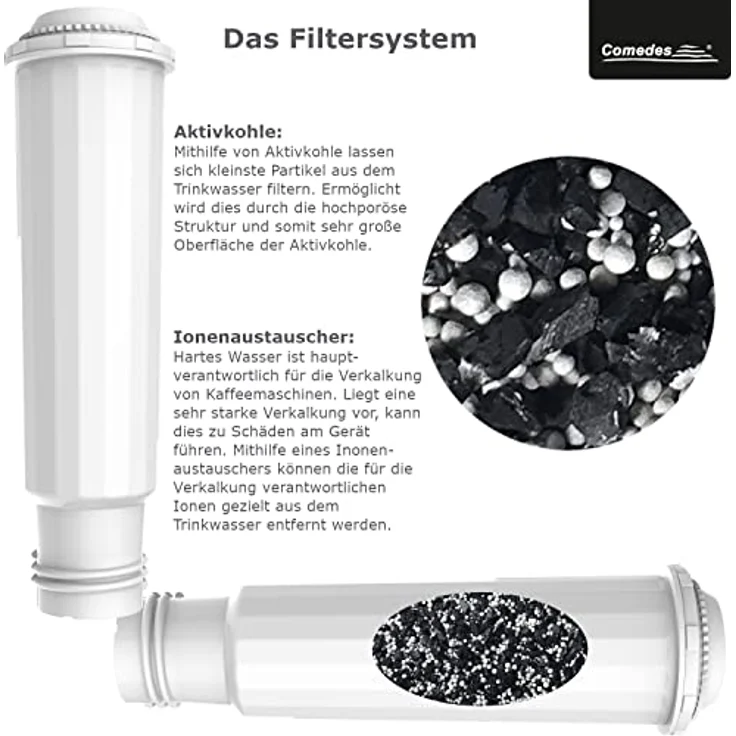 "Comedes Wasserfilter 4er Set, kompatibel mit Krups, Melitta und Nivona Kaffeeautomaten, reinigt mit Aktivkohle und Ionentauscher" – Bild 2