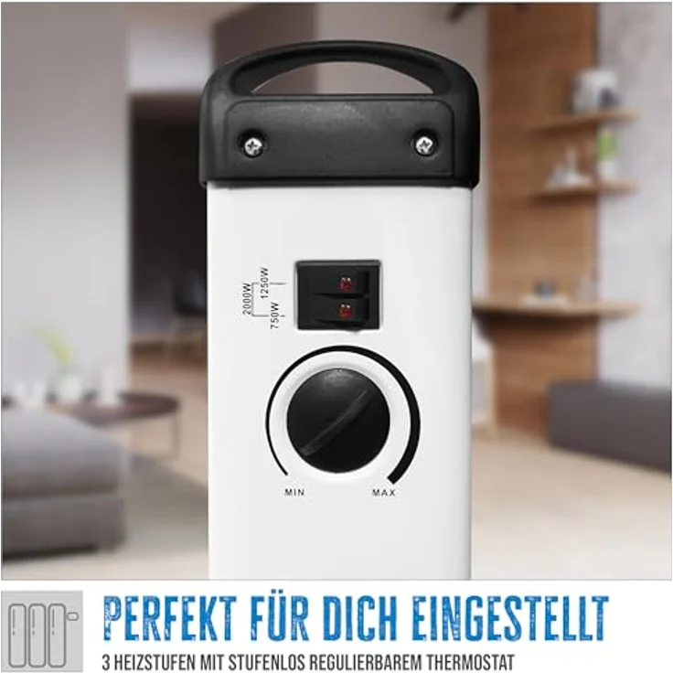 Güde Konvektionsheizgerät GKH 2000 (2 kW Heizleistung, 3 Heizstufen, lautlose Konvektionswärme, Überhitzungsschutz, Tragegriffe) – Bild 3