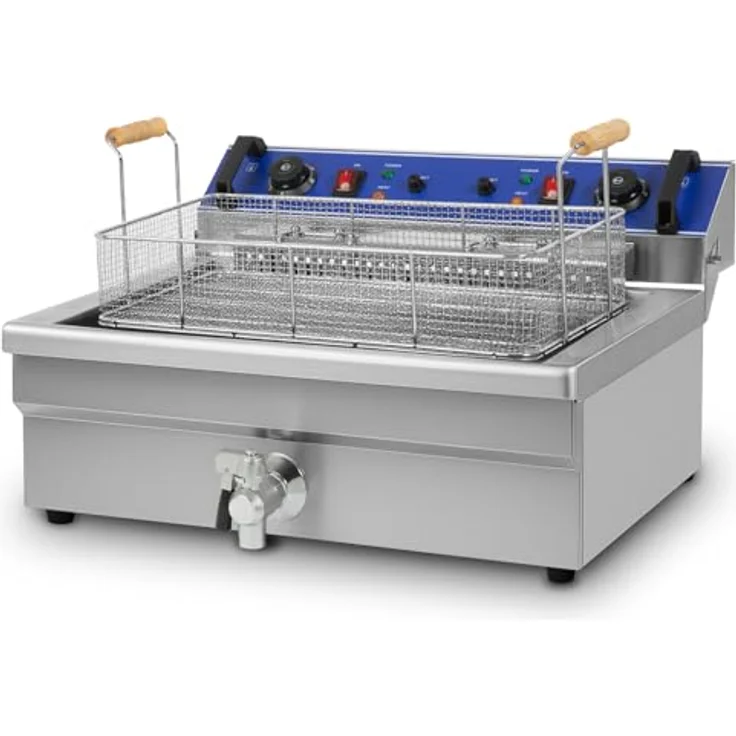 vertes Fritteuse FA1-FRT25-1T, 5000W, 50-250°C, Edelstahl, Kaltzonenprinzip, 25L Becken – Bild 2