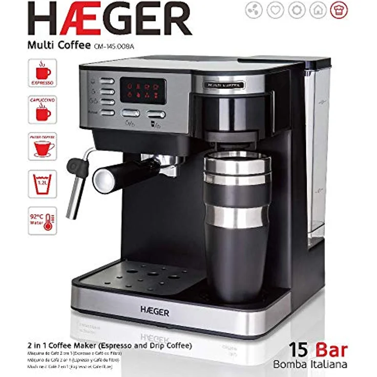 Haeger CM-145.008A, Kaffeevollautomat, Schwarz, Silber – Bild 4