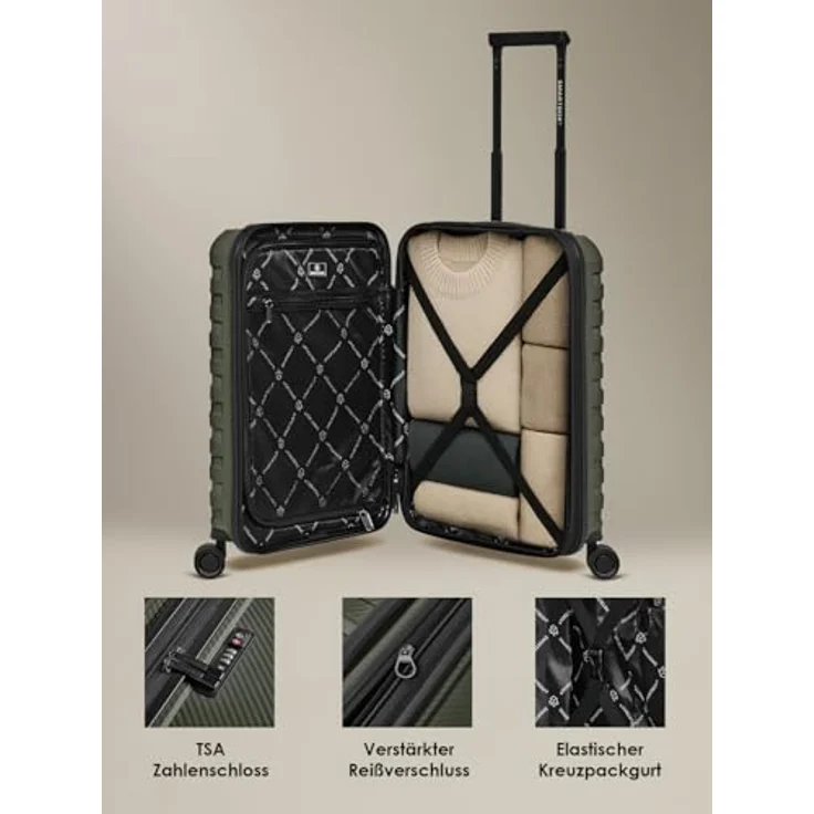 Smartbox Edition 01, 4 Rollen Kabinentrolley 55 cm mit Laptopfach, oliv – Bild 4