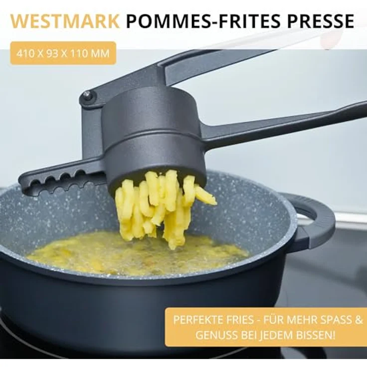 Westmark Kartoffelpresse Black Edition, Spätzlepresse und Spaghettieispresse mit griffiger Spezialbeschichtung, für Kartoffel, Spätzle & Pommes, anthrazit, 41 cm – Bild 2