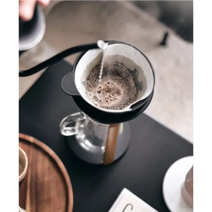 Melitta Momentum AMANO Kaffeebereiter, schwarz-gold mit Filterverschluss und Tropfschutz – Bild 3