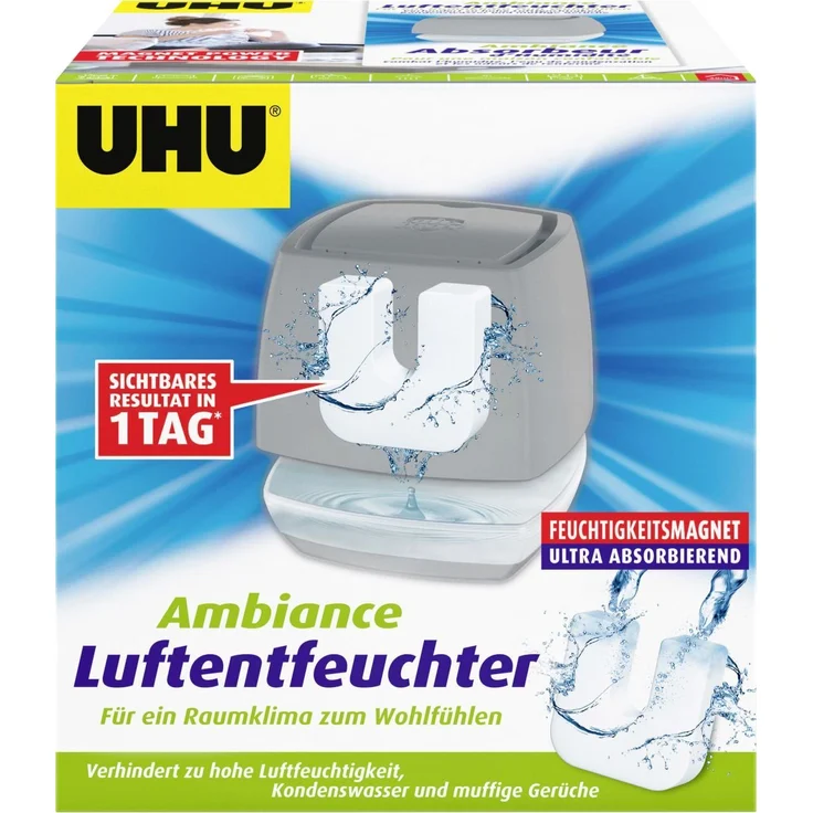UHU Luftentfeuchter Ambiance anthrazit, 450 g - Bekämpft Kondensation und Feuchtigkeit mit einzigartigem Umluftsystem – Bild 1