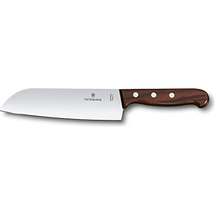 Victorinox Wood Santokumesser, Kochmesser mit glattem Schliff, Extra Scharfe Klinge, 17 cm, Rostfreier Stahl, Holzgriff