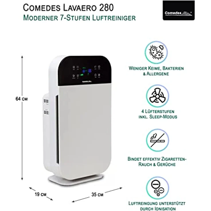 Luftreiniger Comedes Lavaero 280 mit Allergiker-Spezialfilter, mit HEPA-Element – Bild 3