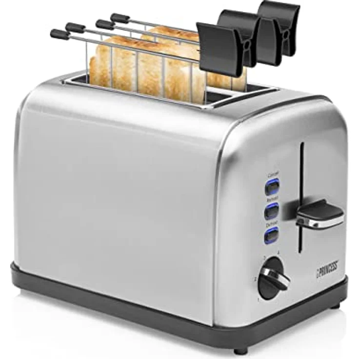 Princess Edelstahl Toaster mit zwei Schlitze ? herausnehmbares Krümmelfach - Auftau-, Aufwärm- & Stoppfunktion , 142354 – Bild 10
