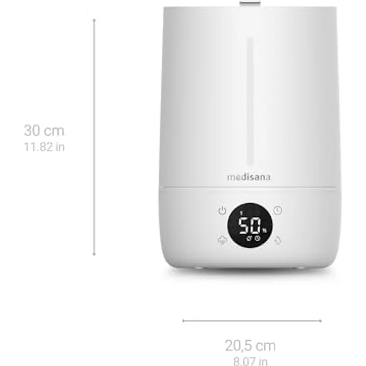 Medisana AH 663 Luftbefeuchter mit Hygrometer und Ultraschall-Technologie, elektrischer Lufterfrischer mit LED-Anzeige, Timer und Schlafmodus, Diffuser für Büro, Schlafzimmer, Wohnzimmer, Kinderzimmer – Bild 2