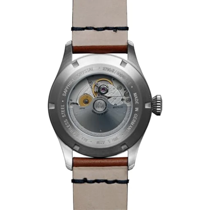 Bauhaus Herrenuhr CT-BHA Tornado Automatik Gangreserve Braun/Schwarz 2790-2, Edelstahlgehäuse, Lederarmband, Mineralglas – Bild 2