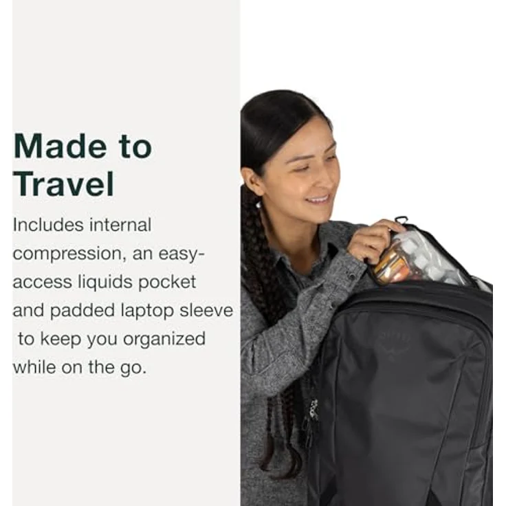 Osprey Transporter Wheeled Carry On Reisetasche, 50 cm, Blau, 38 l, Handgepäck, mit Reißverschlussfach und praktischen Taschen – Bild 5