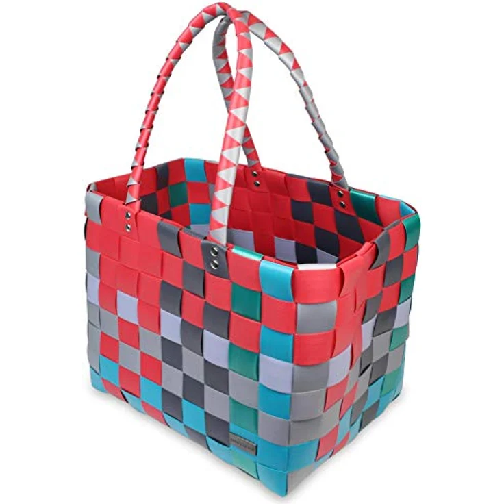 normani Einkaufstasche geflochten mit Henkeln, extra robuste Tragetasche, 20 Liter Volumen, Farbe Classic/Hot and Cold, umweltfreundlich aus 70 % recyceltem Material – Bild 2