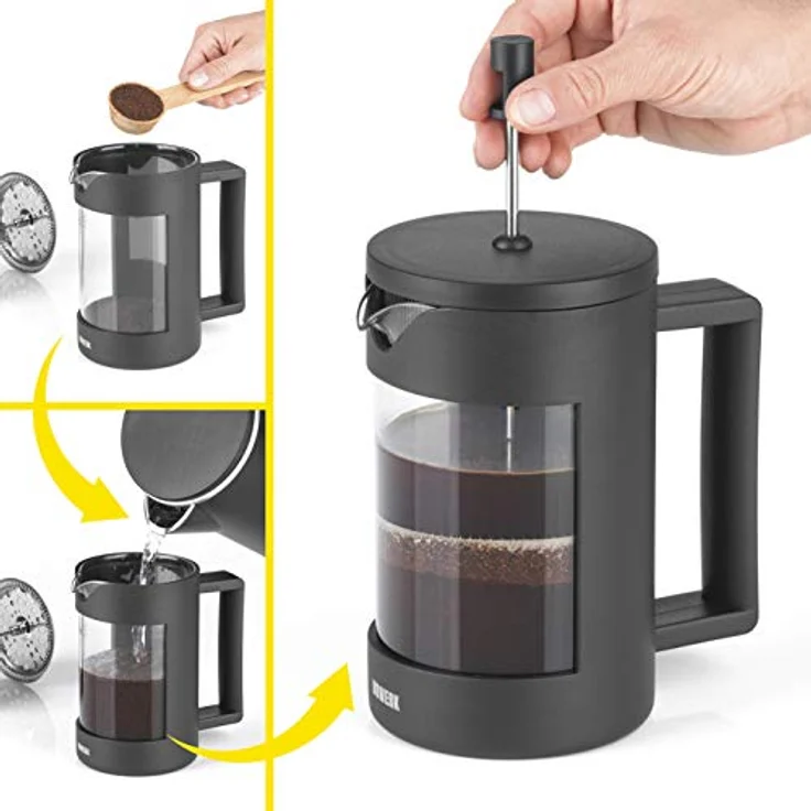 N8WERK Kaffeebereiter Edelstahl Coffee-Press-System - 800 ml - Midnight Edition – Bild 4