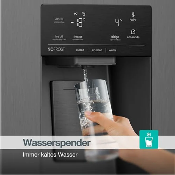 GORENJE NRS917C61BX Side-by-Side Kühlschrank, 528 l, Schwarz Inox Look, Wasser- und Eiswürfelspender, 1786 mm hoch – Bild 6